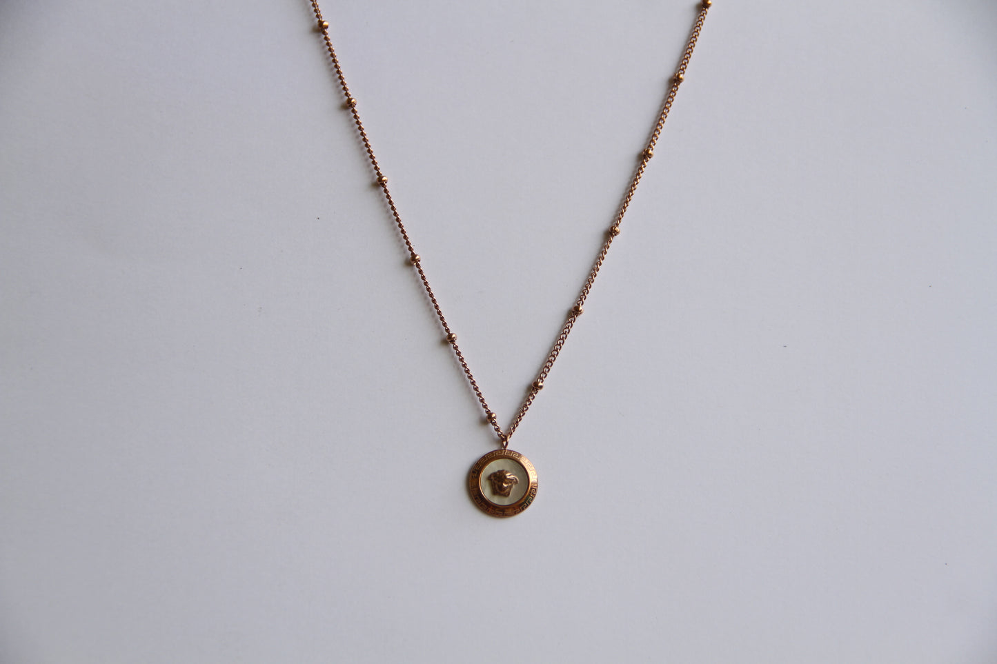 Authentic minimal Medusa Rose Gold Tone Beaded Chain Necklace