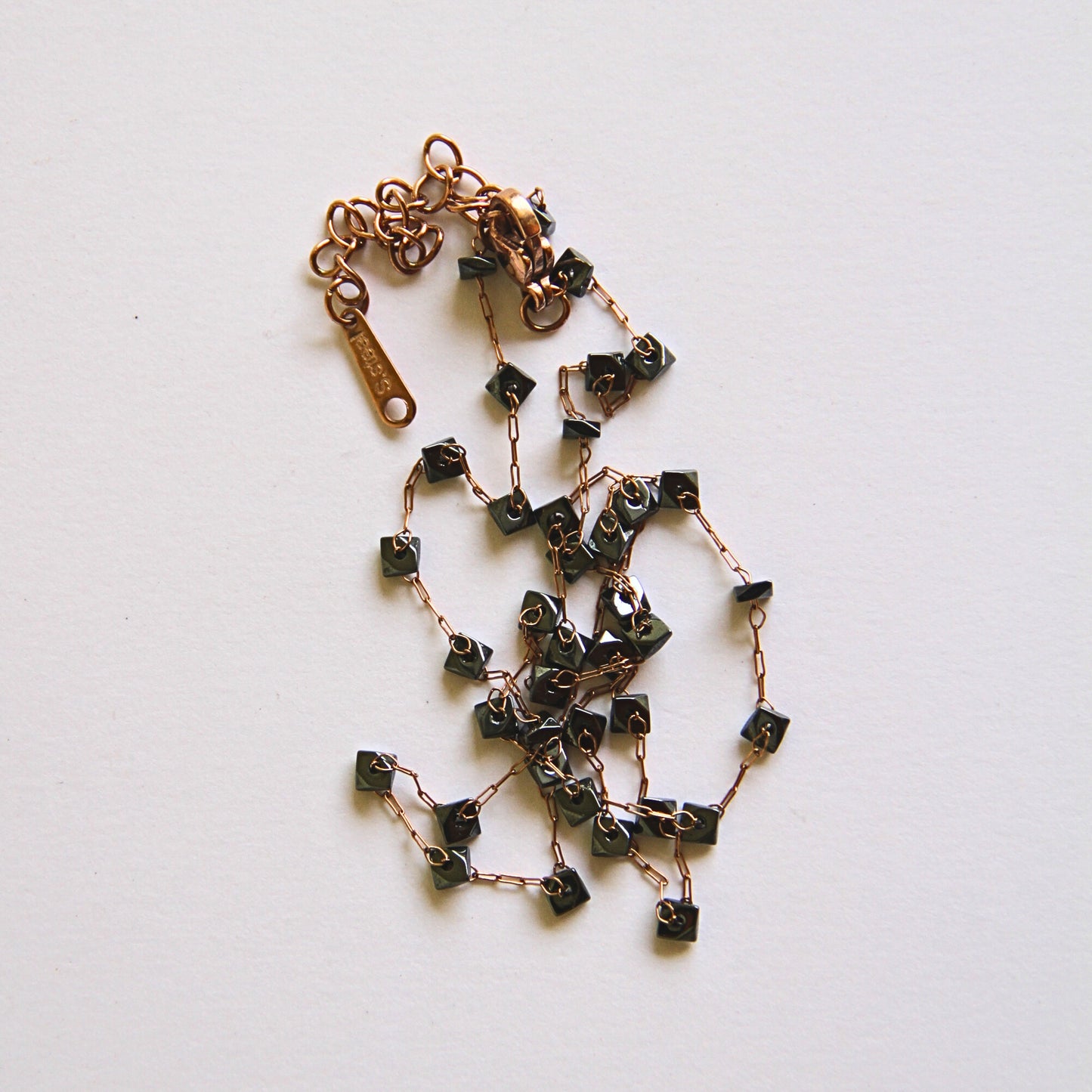 Minimalist Black stone Beaded Chain Necklace