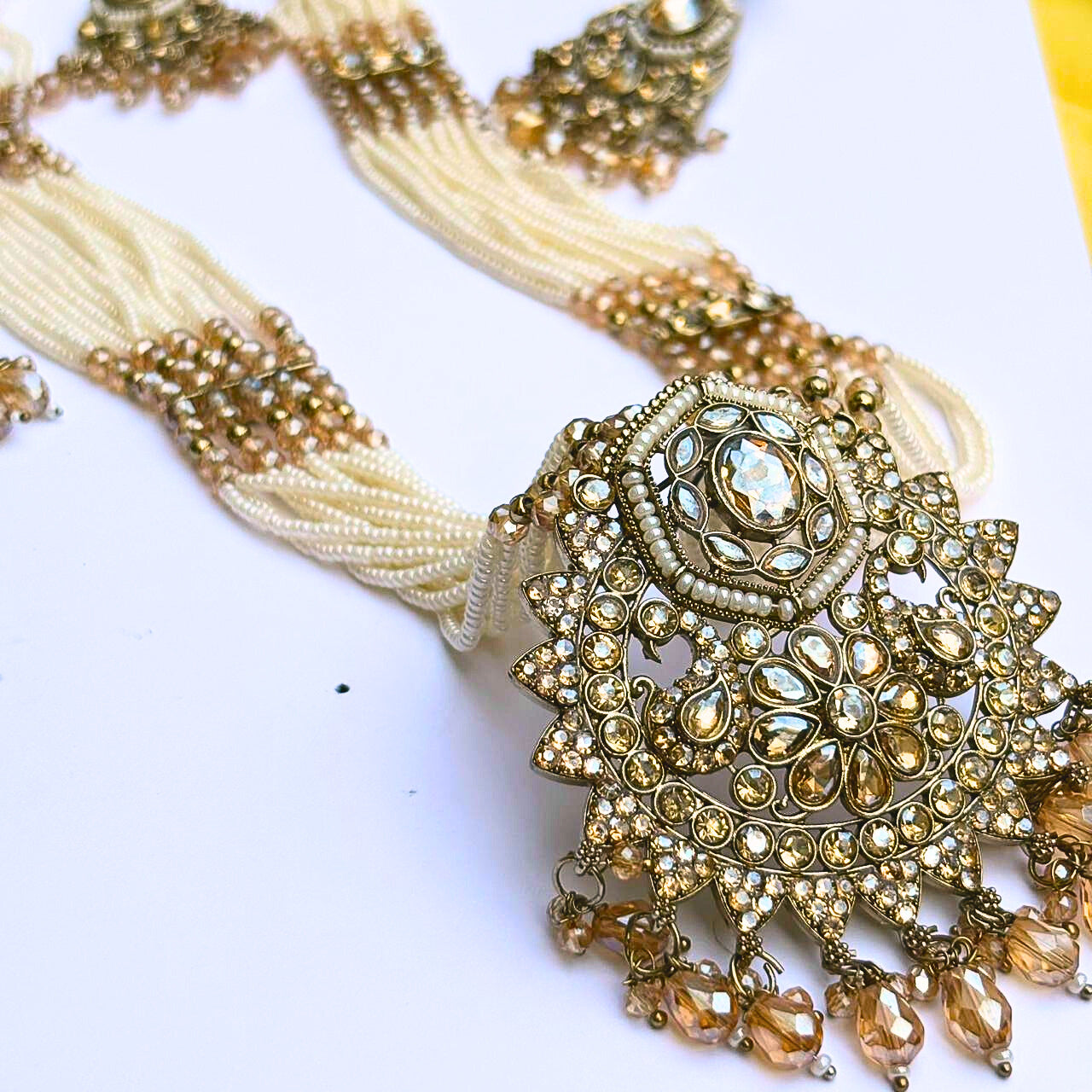 Ivory Pearl and Gold-Tone Kundan Necklace Set