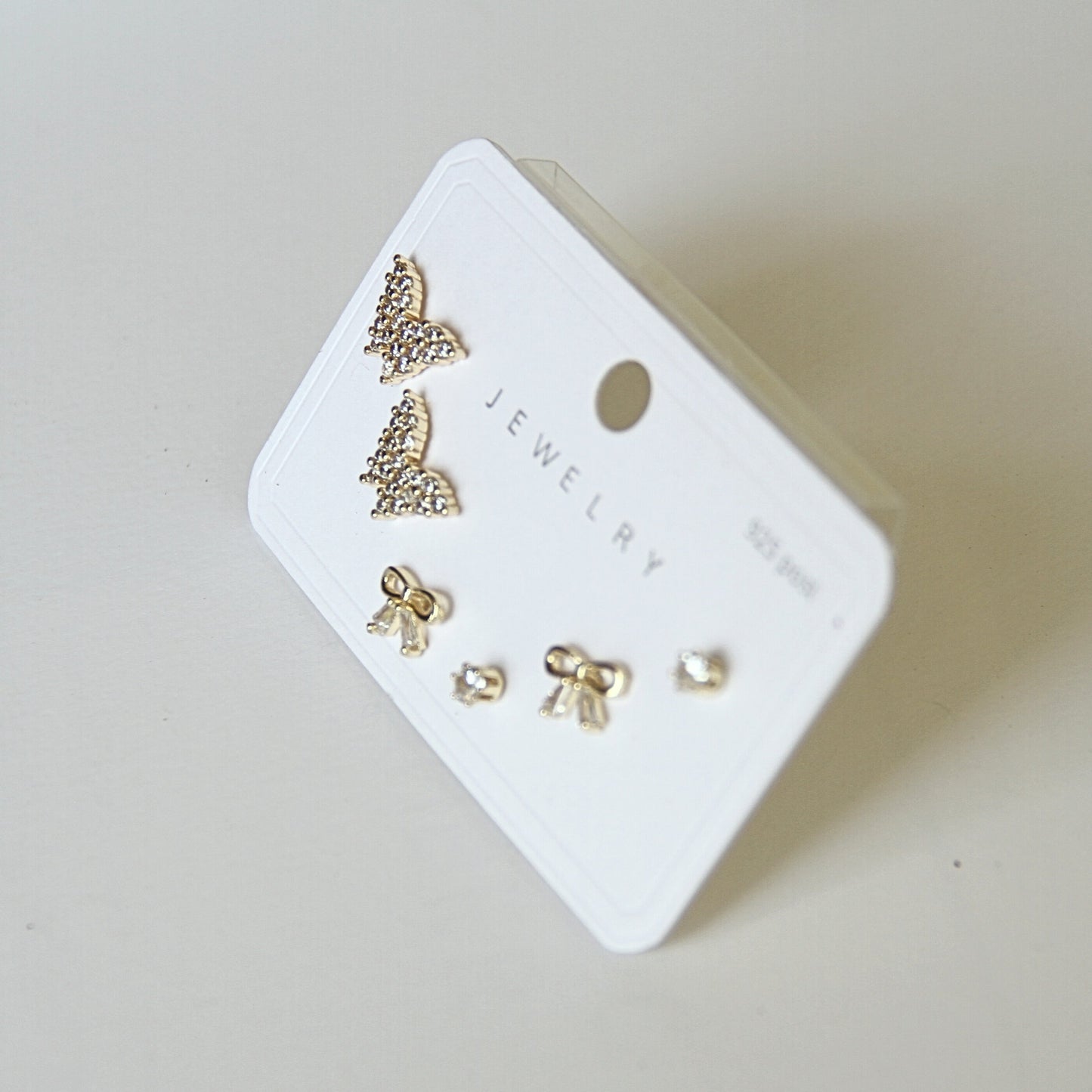 Gold Butterfly and Bow Stud Earring Set for Women – 925 Silver Post