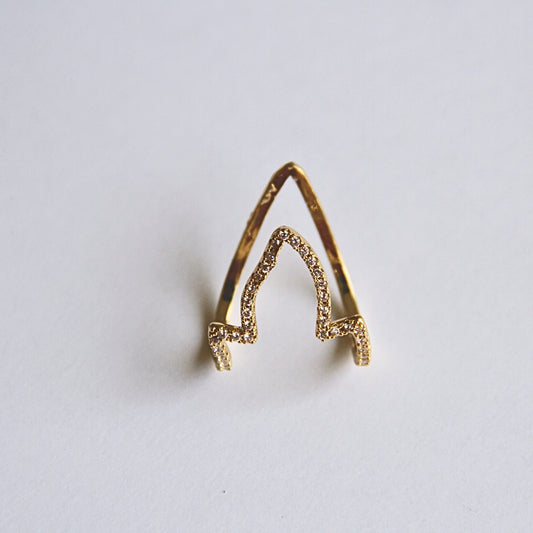 Minimalist Modern Sparkle Adjustable Ring Crystal Gold Band