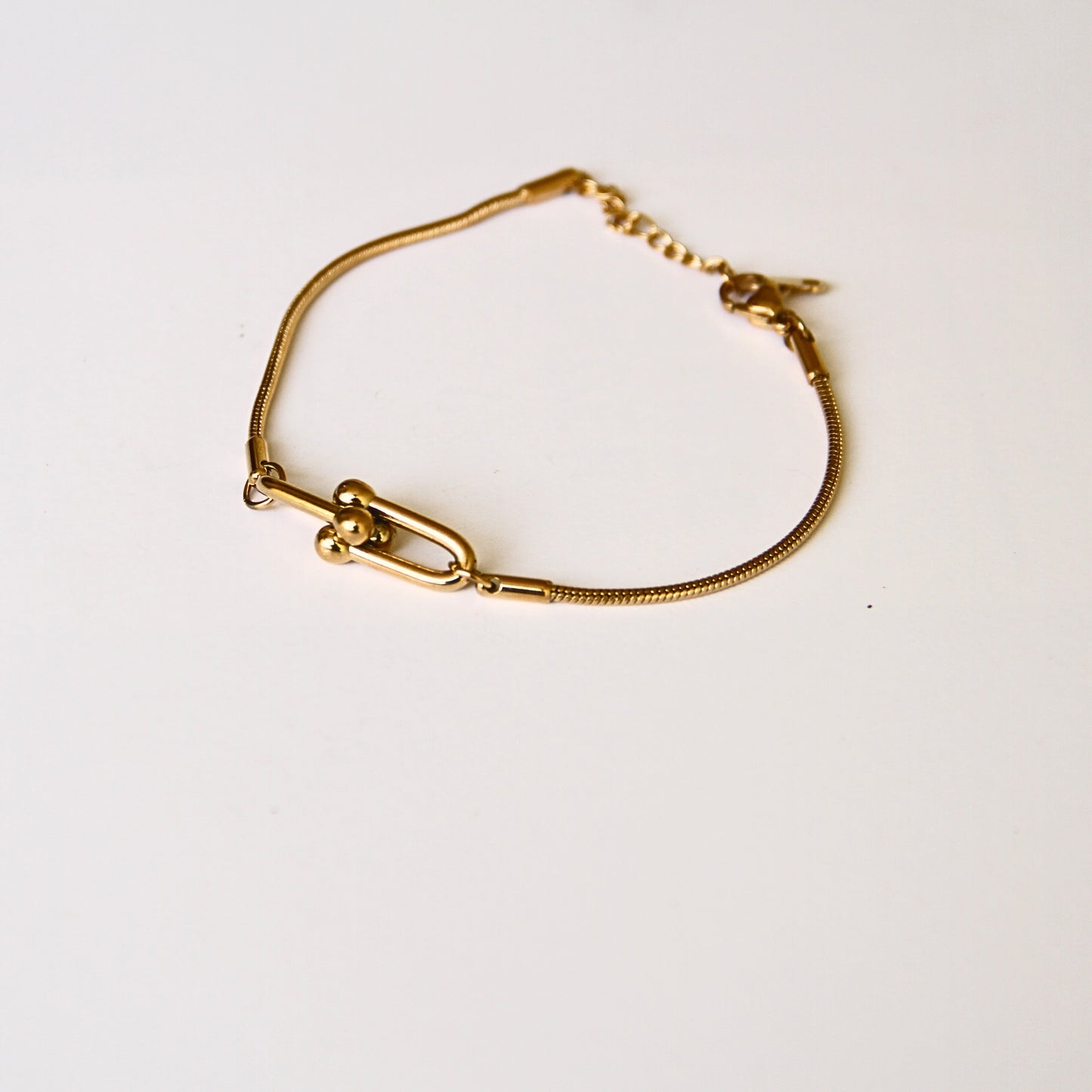 Sleek Gold-Tone U-Link Snake Chain Bracelet