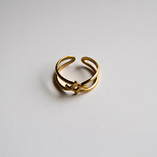 Golden Swastik Symbol type Ring – Adjustable Daily Wear Jewellery