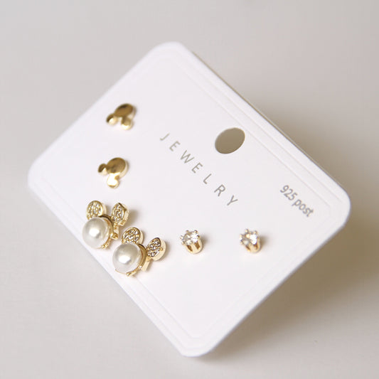 Mickey Mouse Inspired Stud Earring Set (3 Pairs)