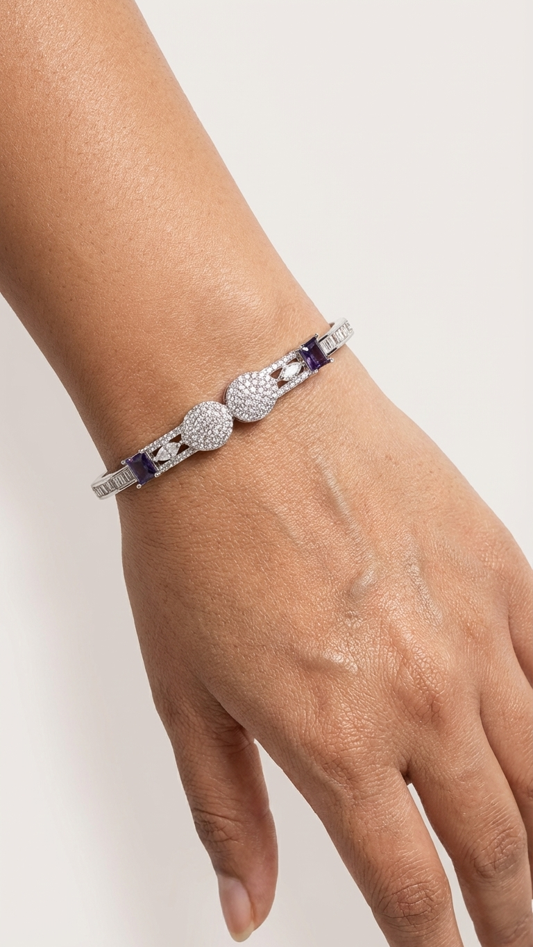 The "Amethyst Orbit" Dual-Disc American Diamond Bracelet