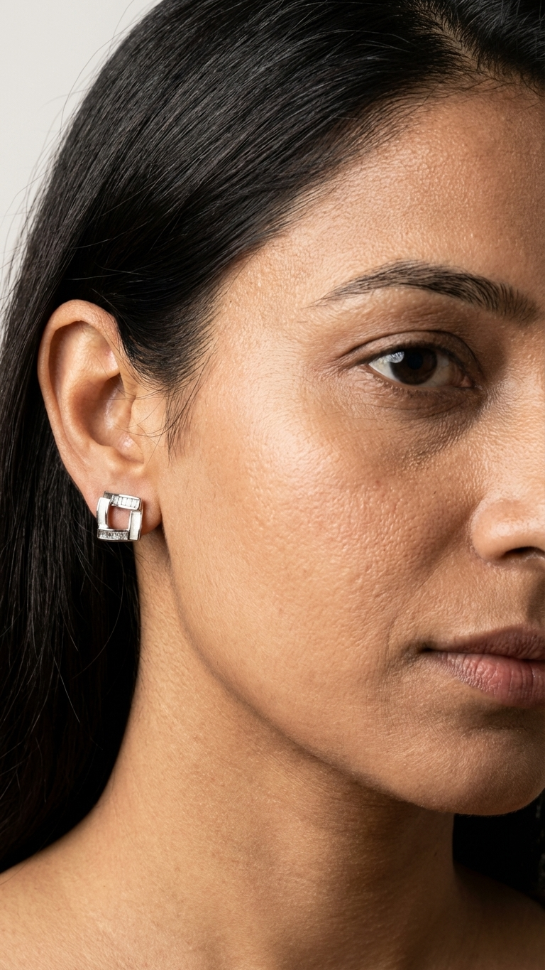 Minimalist Square Classic Box-Shape Silver Stud Earrings
