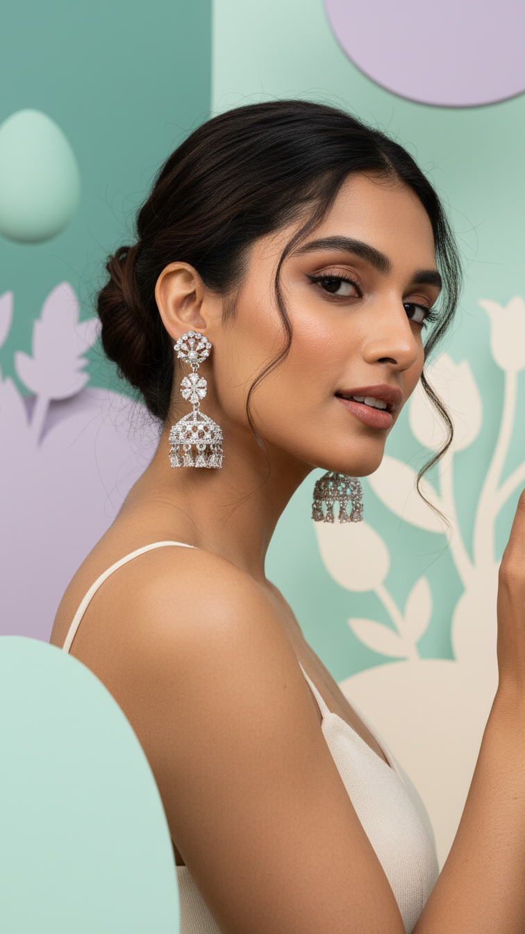 Silver Finish Teardrop Chandelier Dangles