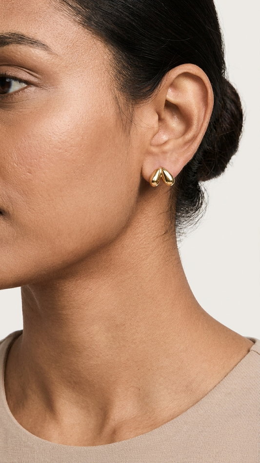 Everyday Wear Gold Leaf Stud Earrings