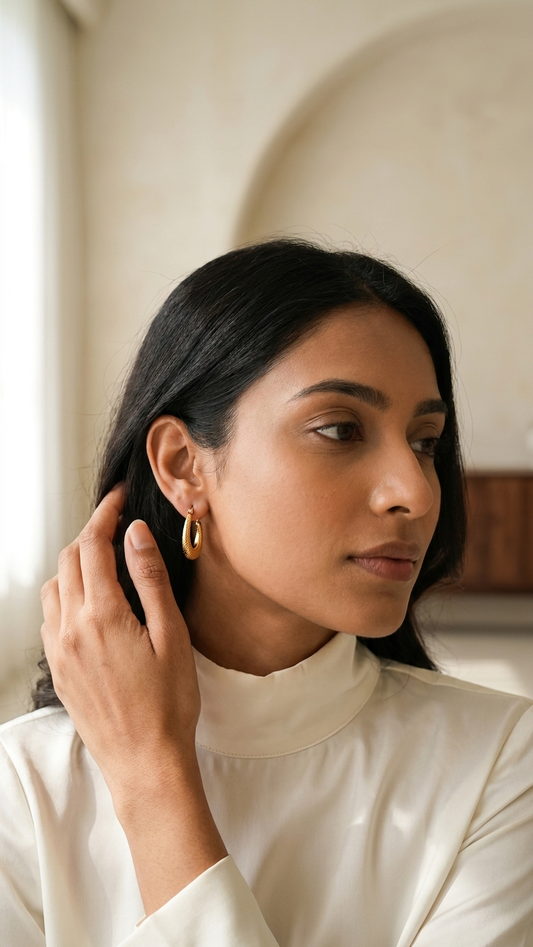 Gilded Crescent Hoop Earrings