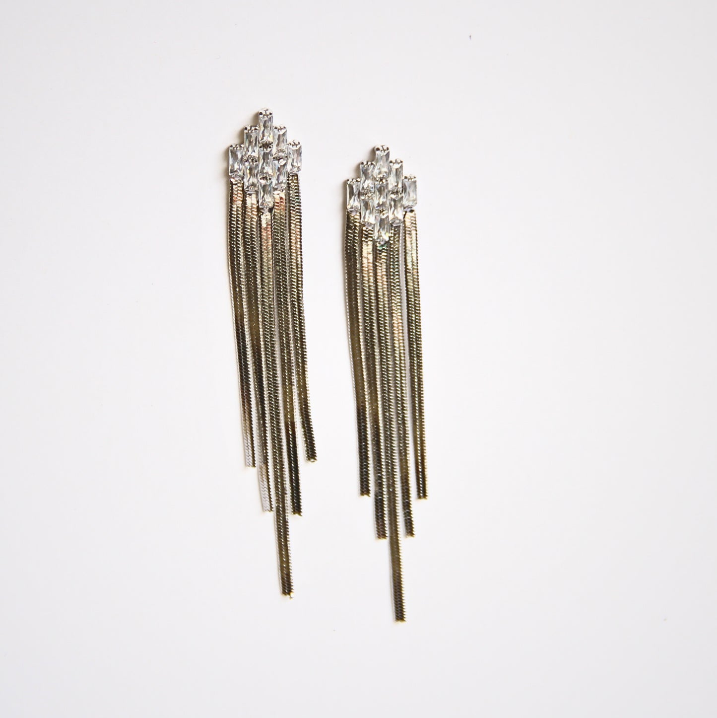 Glam Night Silver Tassel Earrings