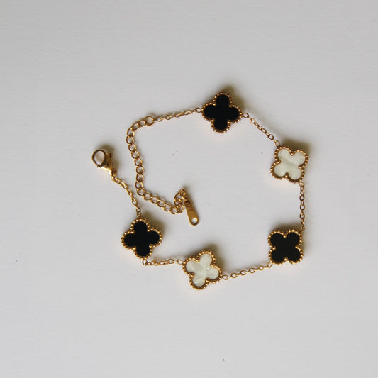 Black & White Clover Chain Bracelet