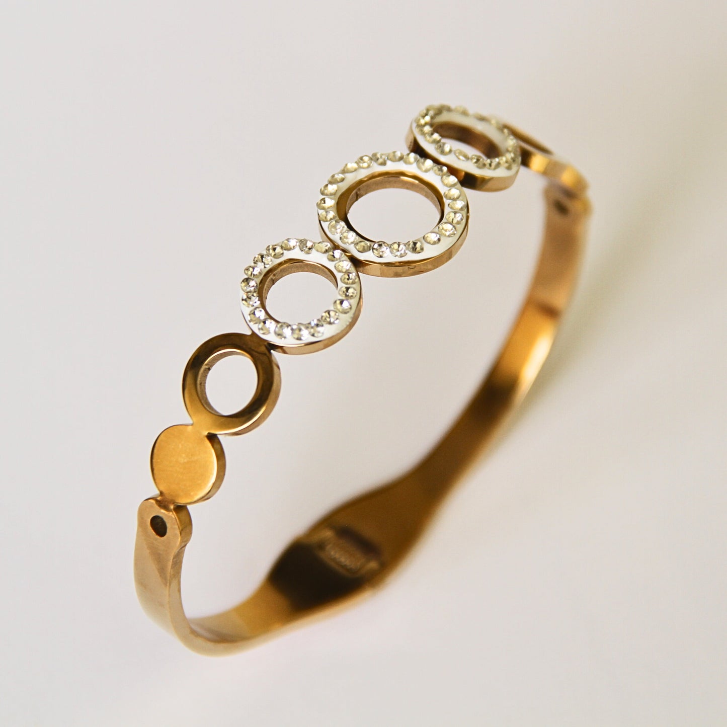Gold Tone Pave Crystal & Solid Circle Bracelet