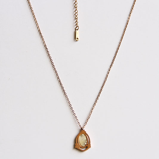 Vintage-Inspired Rose Gold Tone & Mother-of-Pearl Pendant Necklace