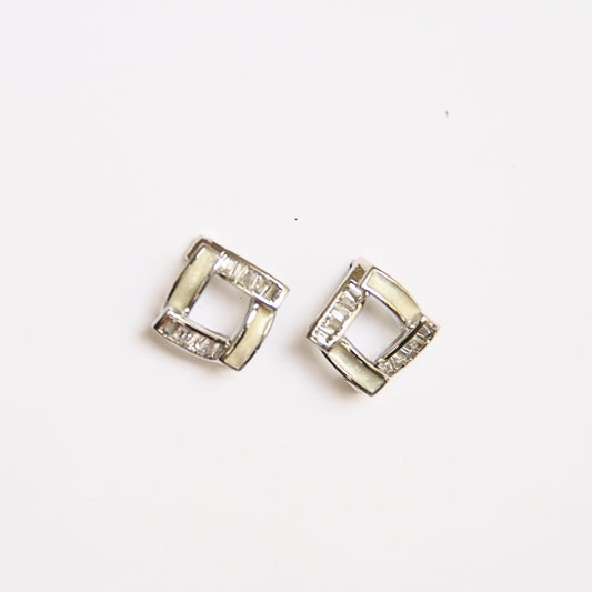 Minimalist Square Classic Box-Shape Silver Stud Earrings