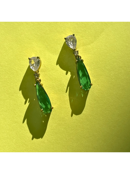 Teal-Green Emerald-Cut AD Statement Earrings