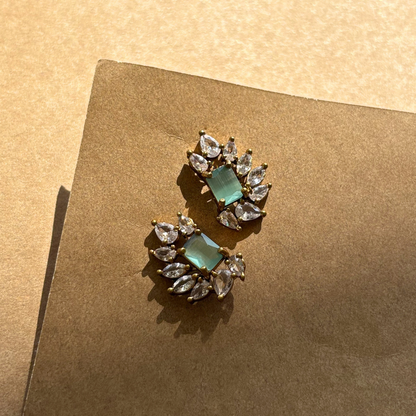 Seafoam Green Pear-Cut AD Drop Earrings