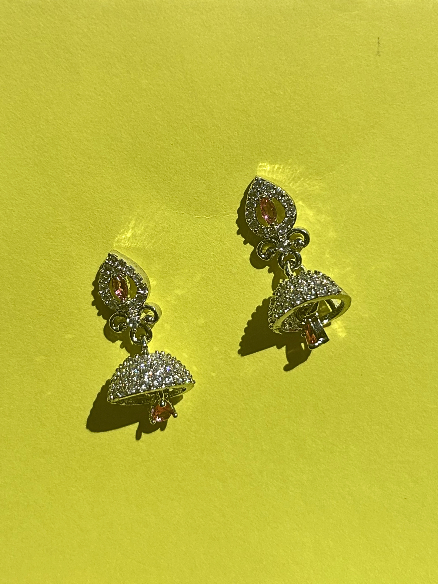Silver Drop AD Jhumka Earrings – Silver Finish Minimal Dome Earrings