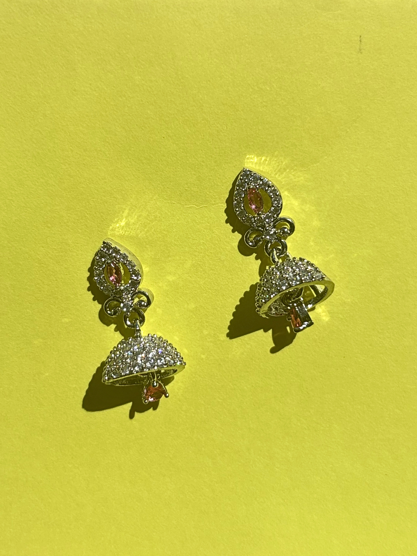 Silver Drop AD Jhumka Earrings – Silver Finish Minimal Dome Earrings