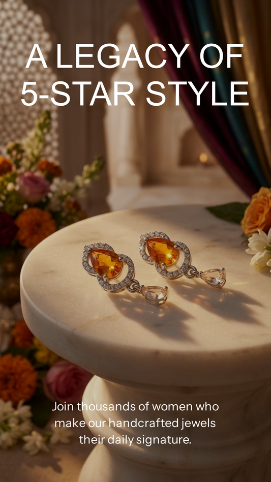 Champagne Pear-Drop AD Earrings in Silver Finish – Elegance