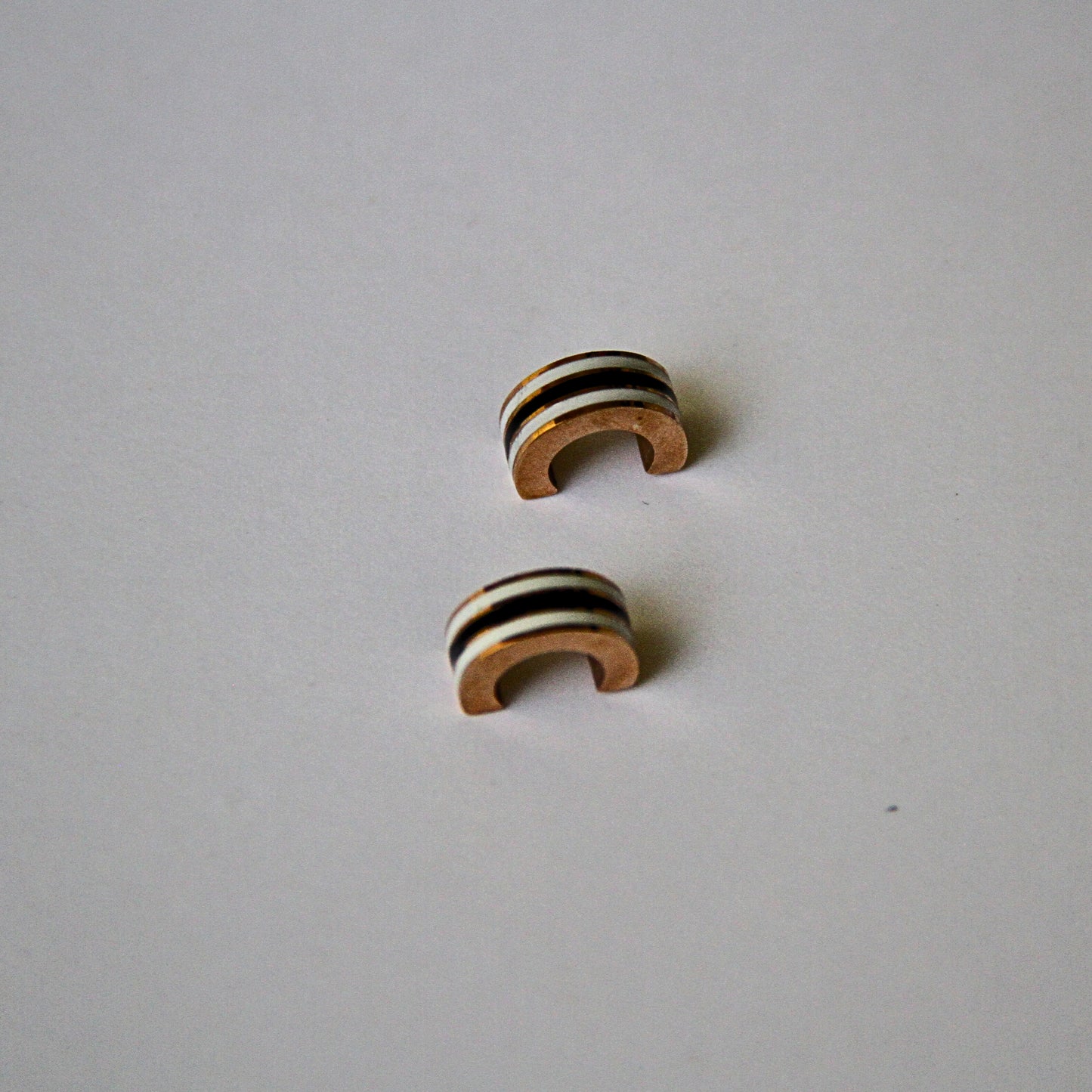 Gold Plated Enamel Sleek huggie Stripe Pattern Hoop Earrings