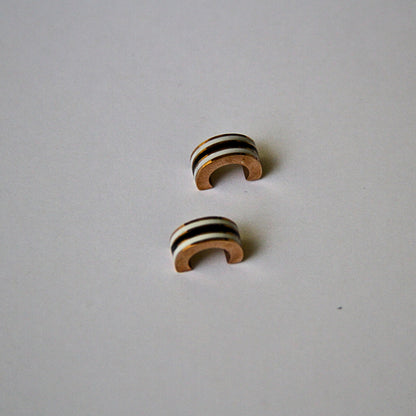 Gold Plated Enamel Sleek huggie Stripe Pattern Hoop Earrings