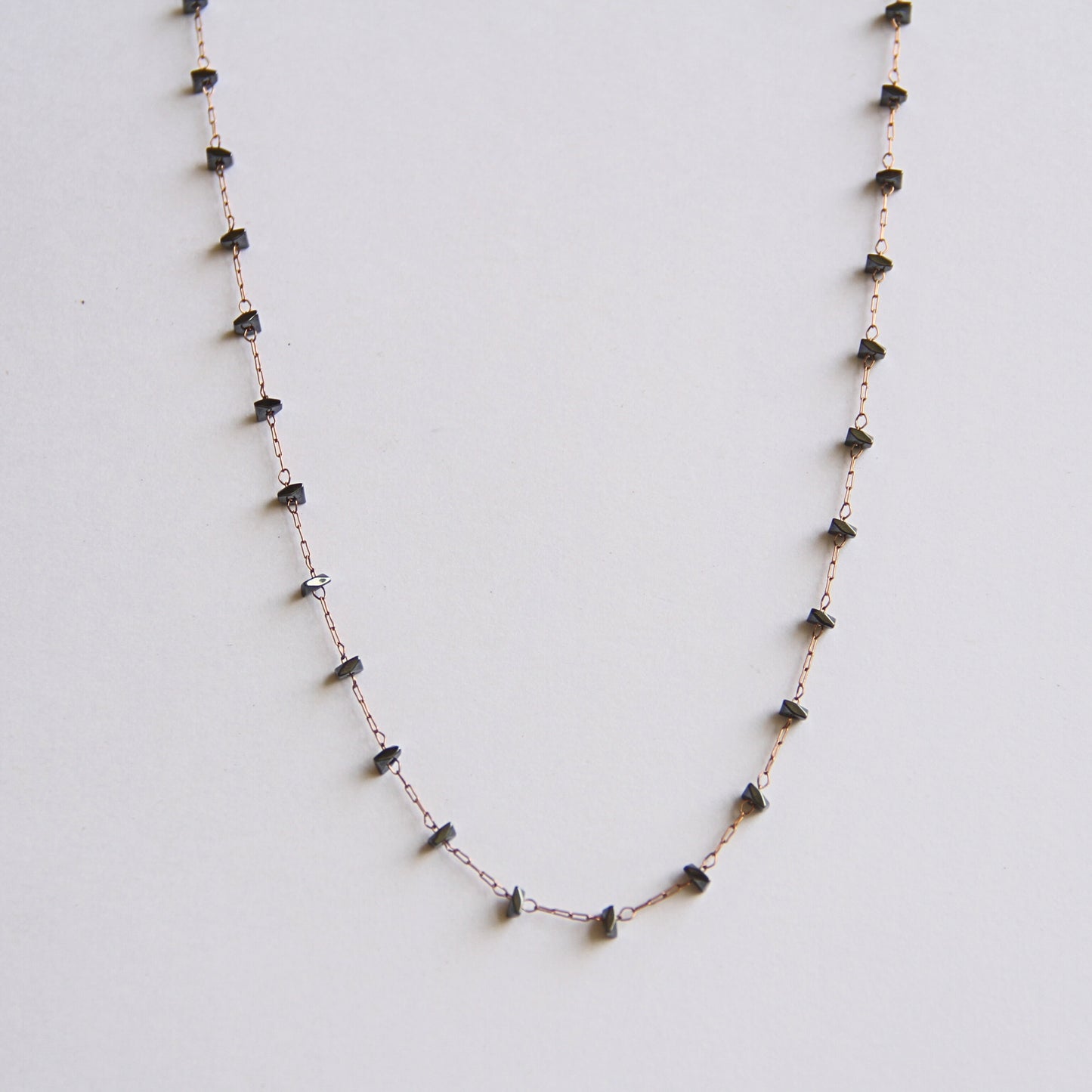Minimalist Black stone Beaded Chain Necklace