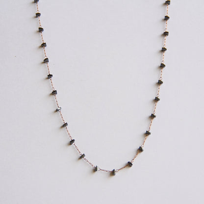 Minimalist Black stone Beaded Chain Necklace