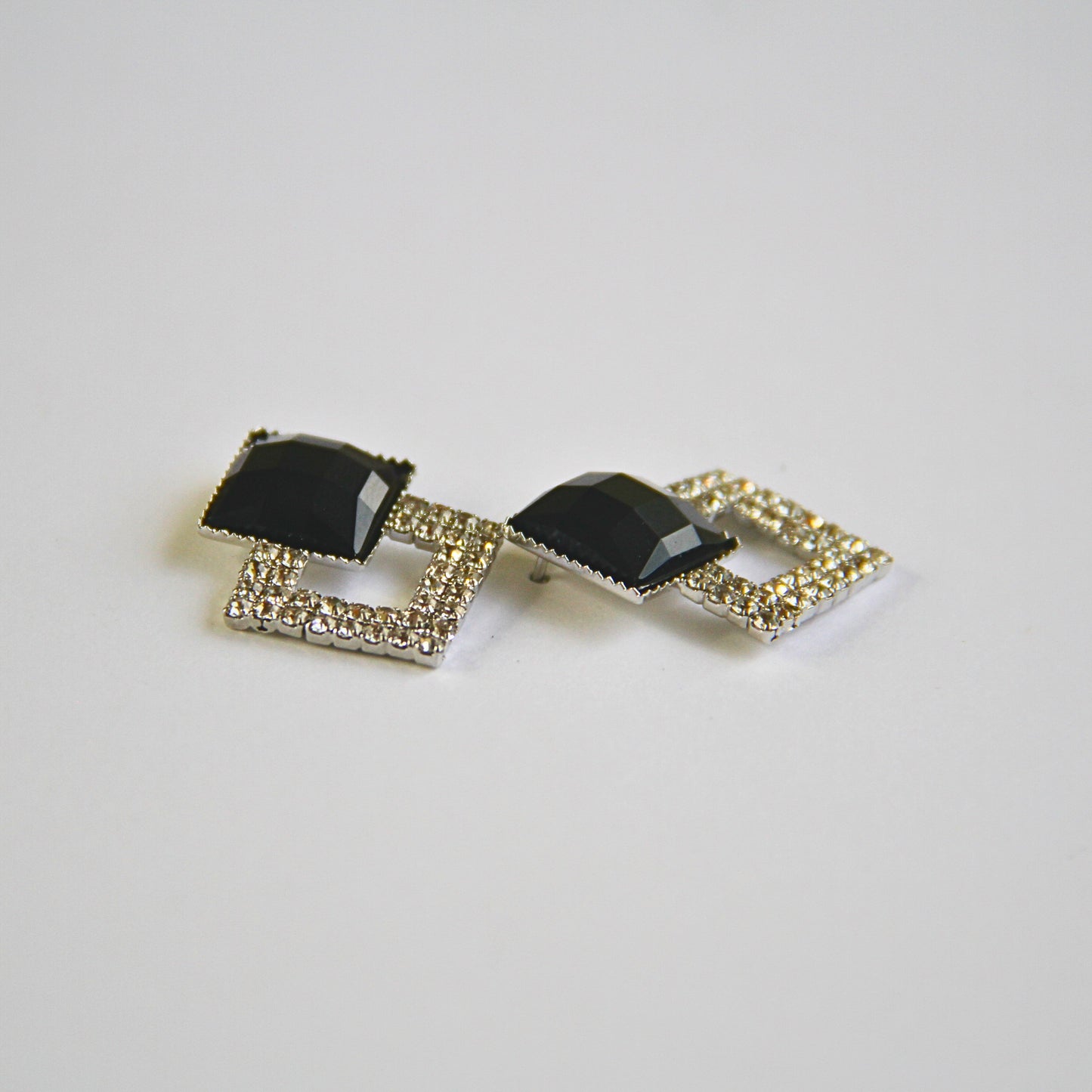 Sparkling Black Stone Party Studs