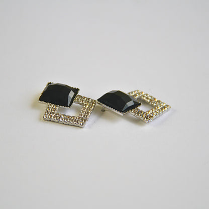 Sparkling Black Stone Party Studs