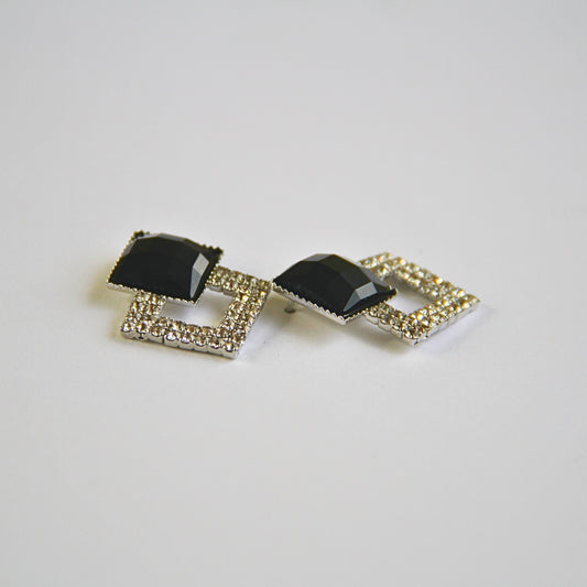 Sparkling Black Stone Party Studs