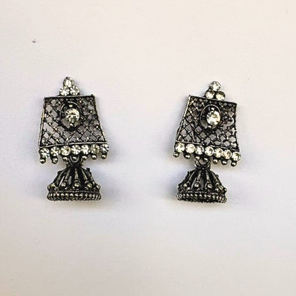 Heritage-Inspired Oxidized Earrings with Stone Detailing
