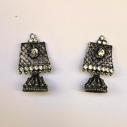 Heritage-Inspired Oxidized Earrings with Stone Detailing