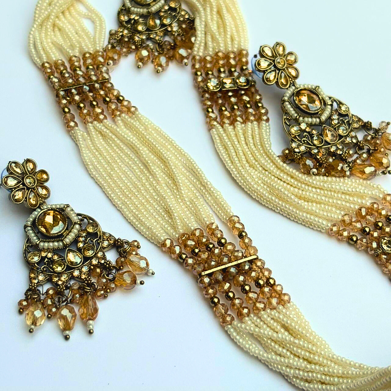 Ivory Pearl and Gold-Tone Kundan Necklace Set