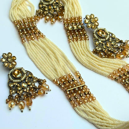 Ivory Pearl and Gold-Tone Kundan Necklace Set