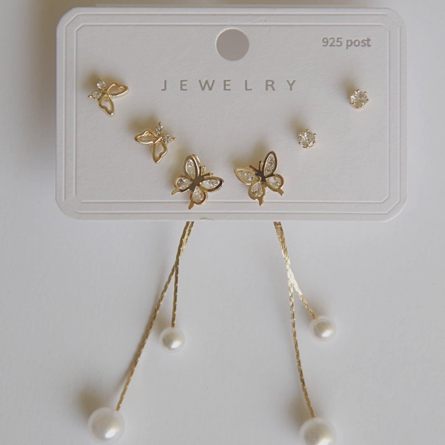 Gold and Crystal Stud Earring Set for Women – 925 Silver Post