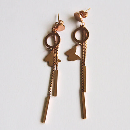 Minimal Butterfly Chain Drop Earrings