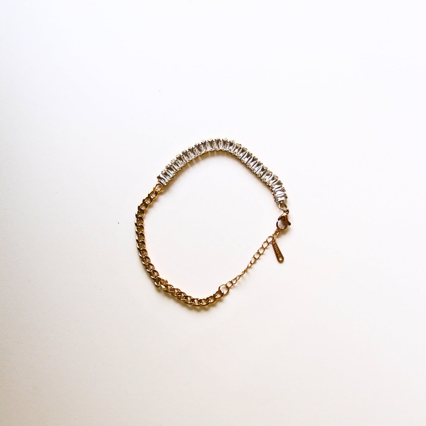 Statement Crystal Bar & Curb Chain Bracelet