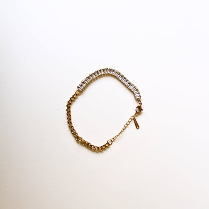 Statement Crystal Bar & Curb Chain Bracelet