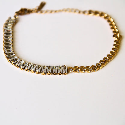 Statement Crystal Bar & Curb Chain Bracelet