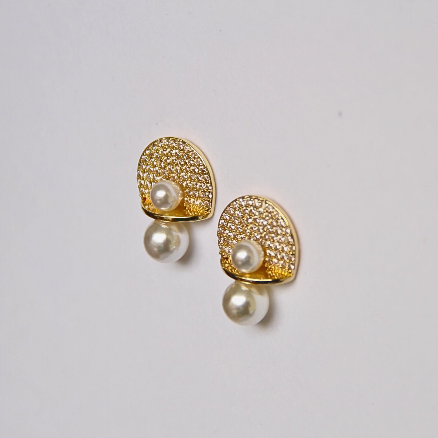 Minimalist Gold & Pearl Statement Earrings