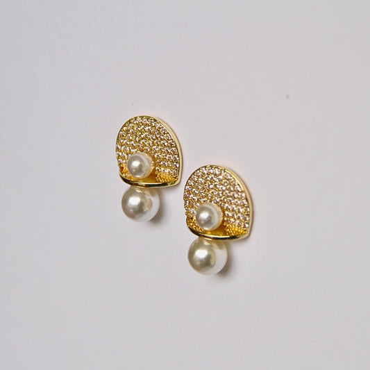 Minimalist Gold & Pearl Statement Earrings