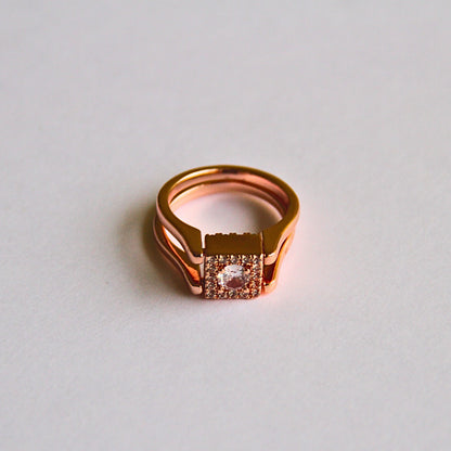 Two-in-One Reversible Rose Gold Ring – Dual Look Statement Jewelry size 16