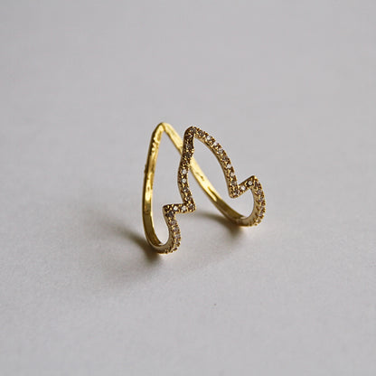 Minimalist Modern Sparkle Adjustable Ring Crystal Gold Band