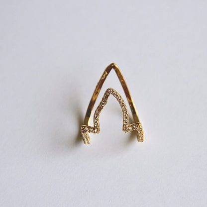 Minimalist Modern Sparkle Adjustable Ring Crystal Gold Band