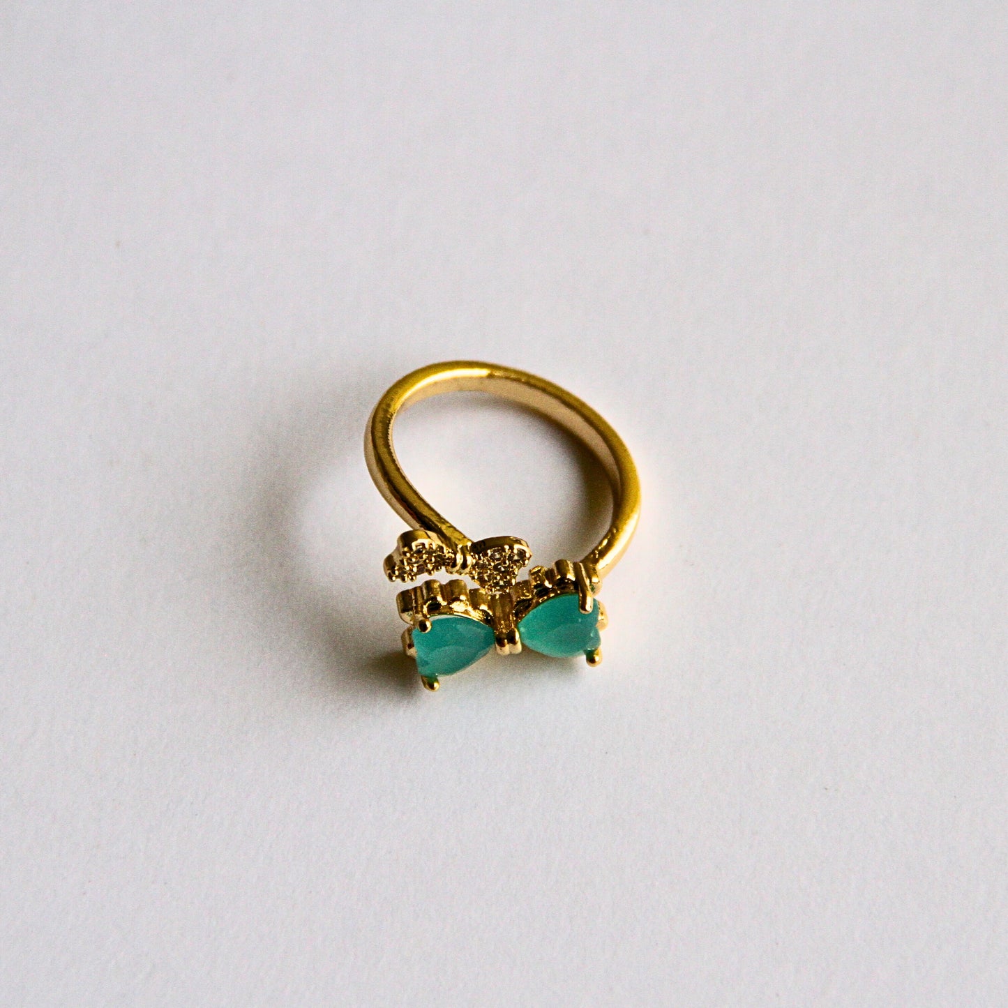 Turquoise Heart Adjustable Ring – Elegant Gold Plated Design