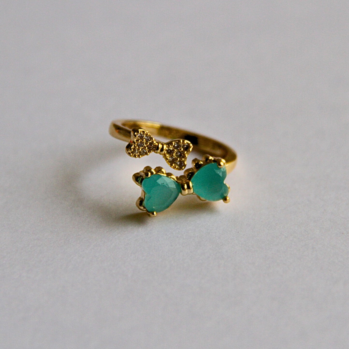 Turquoise Heart Adjustable Ring – Elegant Gold Plated Design