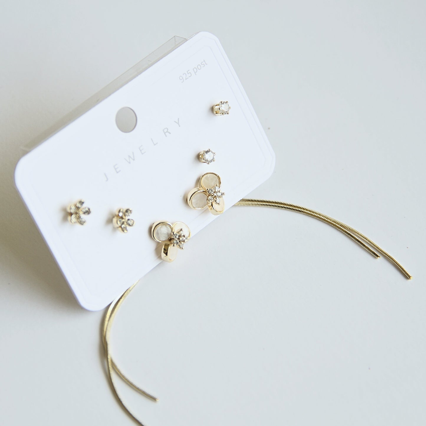 Flower & Threader Earring Set (3 Pairs)