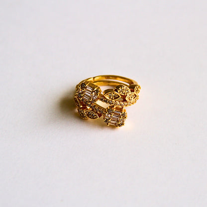 Dual Band Gold Ring with Marquise & Baguette Stones