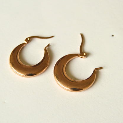 Elegant Moon-Shaped Hoops Golden Crescent Anti-Tarnish Earrings