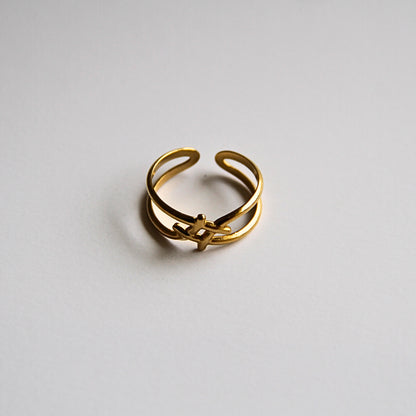 Golden Swastik Symbol type Ring – Adjustable Daily Wear Jewellery